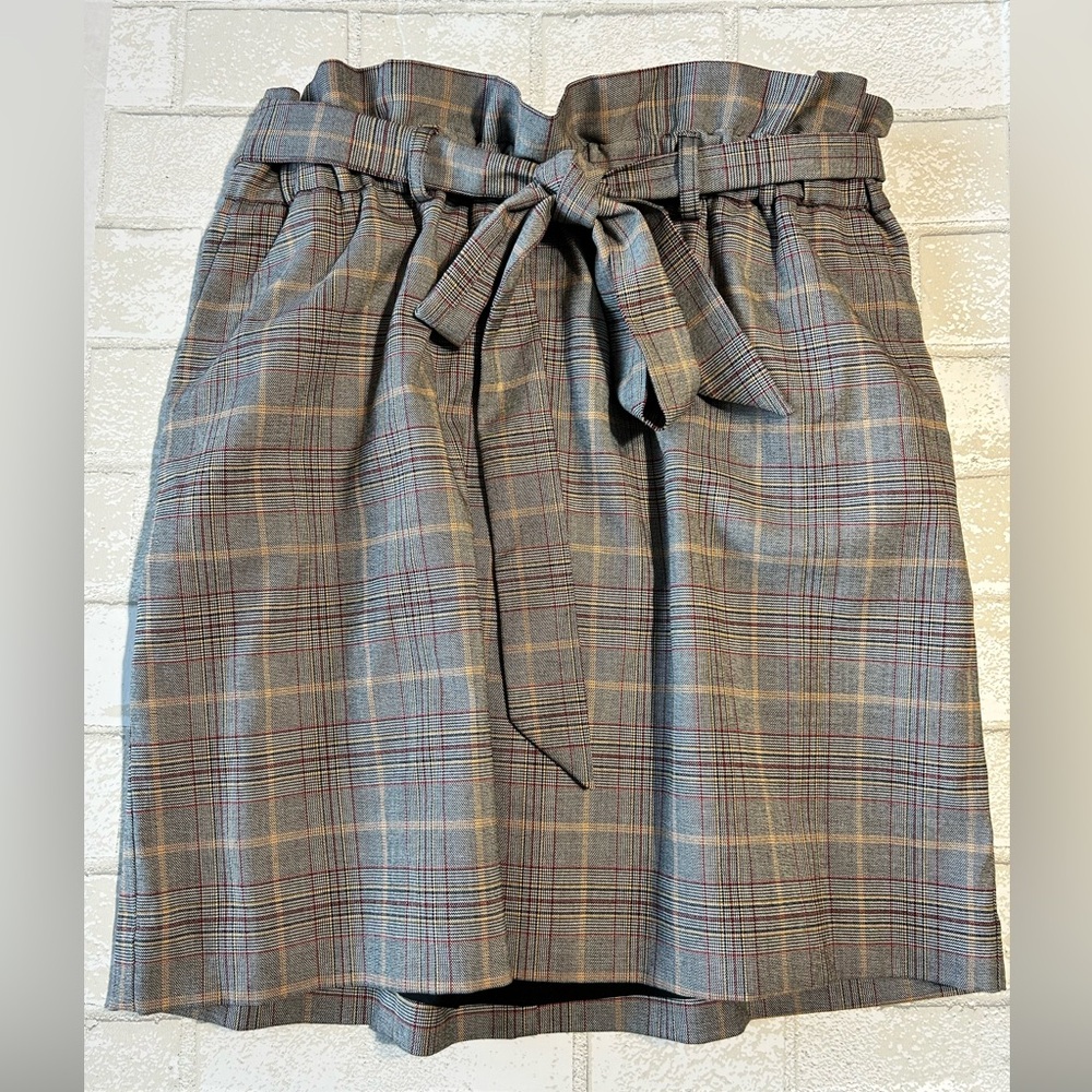 Express Plaid Pencil Skirt with Belt